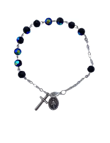 Bracelet Dizainier en perle de verre facettée - Noir