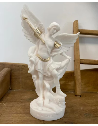 Statue albâtre - 17 cm - Saint Michel