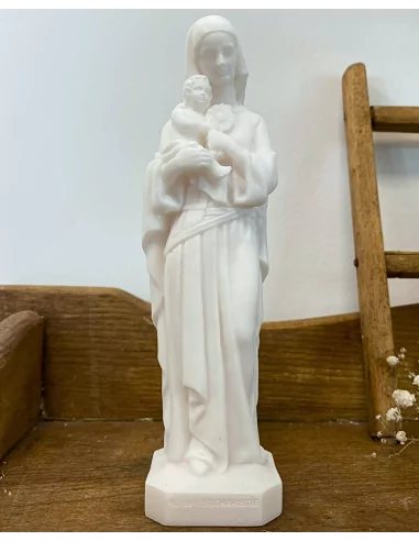 Statue Notre Dame de l'Eucharistie en albâtre - 17cm