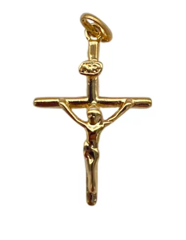 Pendentif croix plaqué or avec christ 22mm