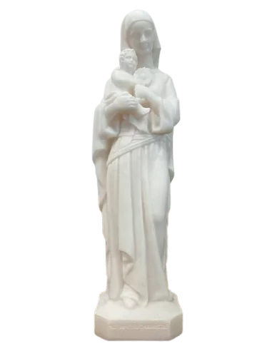 Statue Notre Dame de l'Eucharistie en albâtre - 17cm