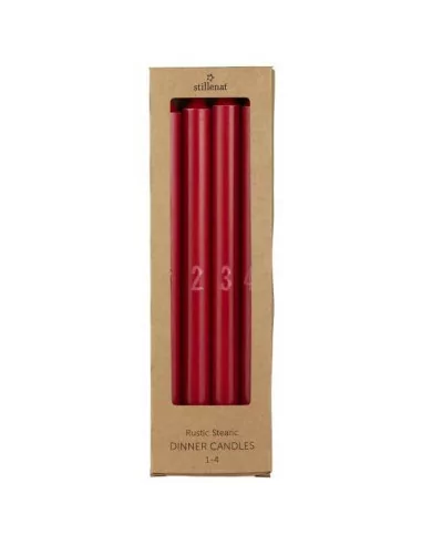 Lot de 4 bougies de Noël - 29cm - Rouge