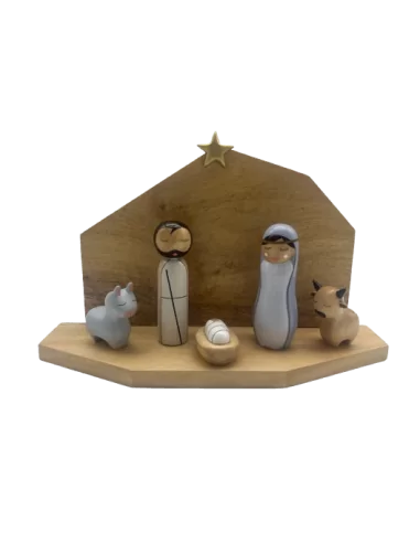 Etable en bois pour crèche de Noël Howoki