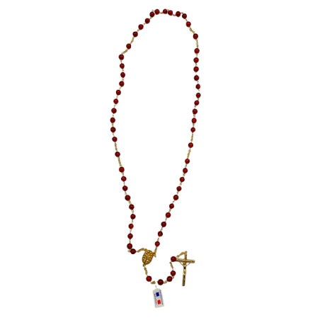 Chapelet en Agate Rouge et Fil Doré