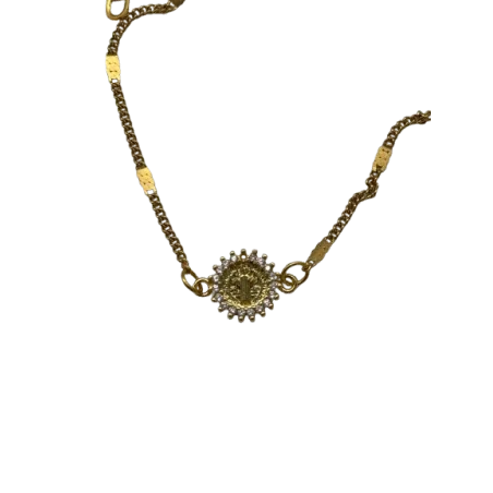Bracelet avec vierge miraculeuse brillante et chaine dorée