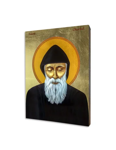 ICONE RELIGIEUSE EN FEUILLE D'OR - 10x15 - Saint Charbel