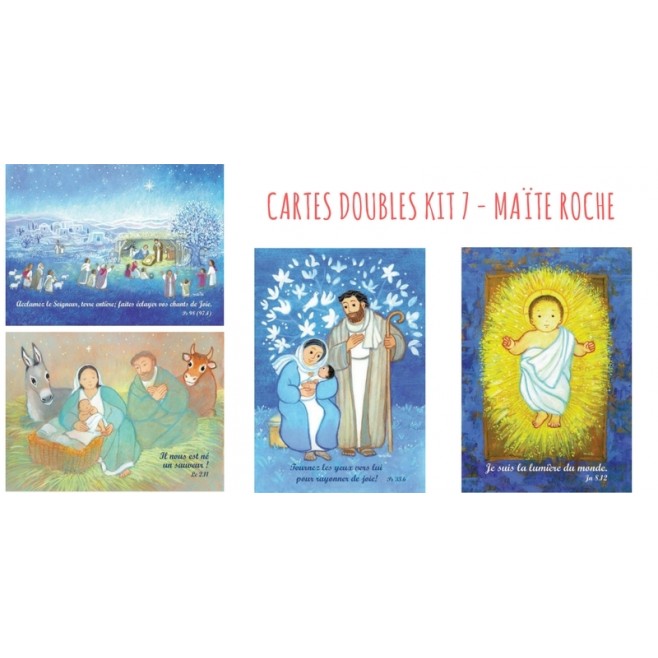 4 Cartes Doubles Noel Maite Roche Kit 7 Comptoir Religieux