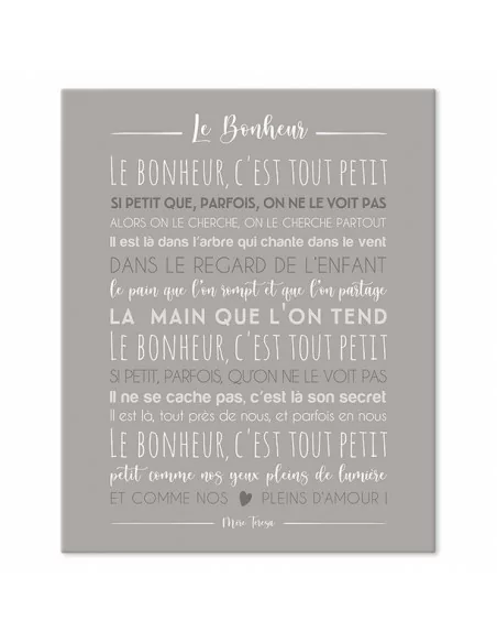 Tableau deco citation le bonheur