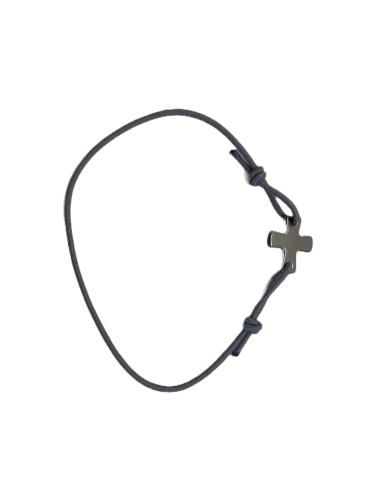 Bracelet élastique gris avec croix